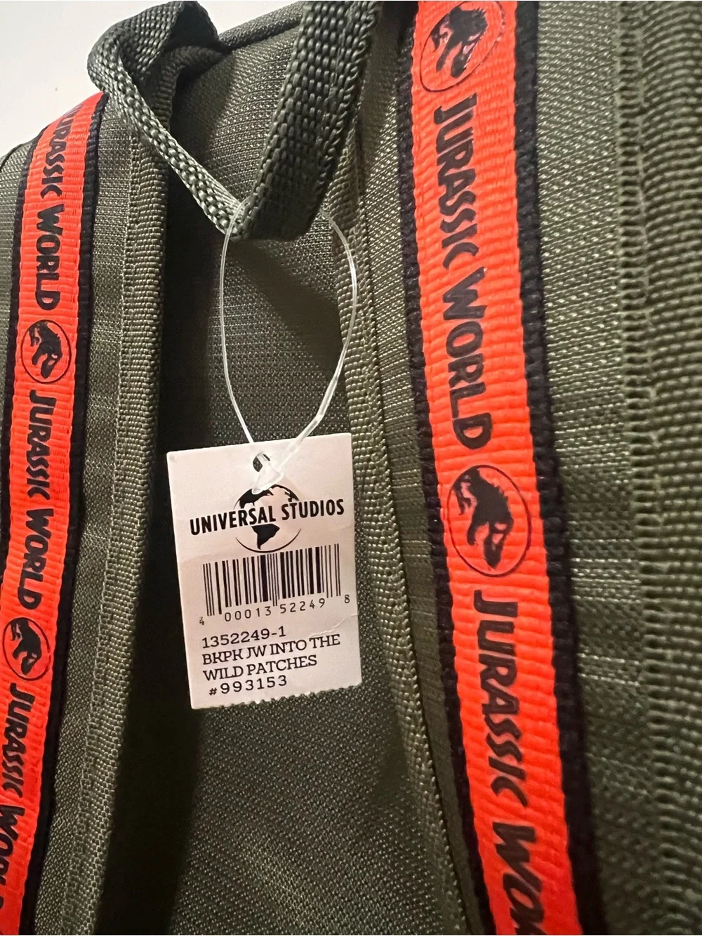 Kids' Olive Green Patch Backpack with Orange Accents